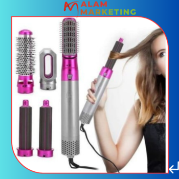 5 in 1 Multifunctional Hair Dryer Straightener & Volumizer Rotating Hair Brush Styling Comb Curling Iron G