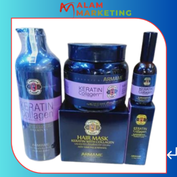 Pro Kératine Shampooing Collagène 850 ml + Masque Cheveux 300 ml + Sérum 50 ml Fabriqué en Italie