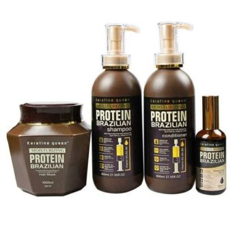 Ensemble de 4 protéines brésiliennes Keratin Queen pour un traitement capillaire en profondeur
