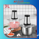 Hachoir électrique 2 Liter multifonction avec 2 Bols en Inox et Verre,Lames et batteur