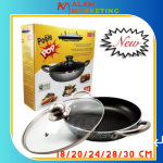 An elegant frying pan with a non-stick coating – Diameter: 24 cm – Two handles and a glass lid / Easy to clean – More resistant coating // Poêle élégante