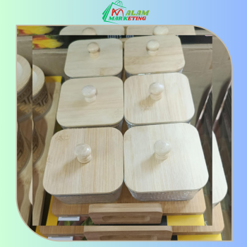 Set 6 Ramequin Marbré Cœur Avec Support En Bambou